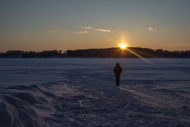 istock Landscape at sunset on the winter lake 1033349046
