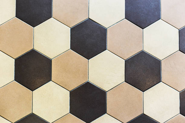 istock Colorful marble hexagon tiles. Beige and brown 1033353910
