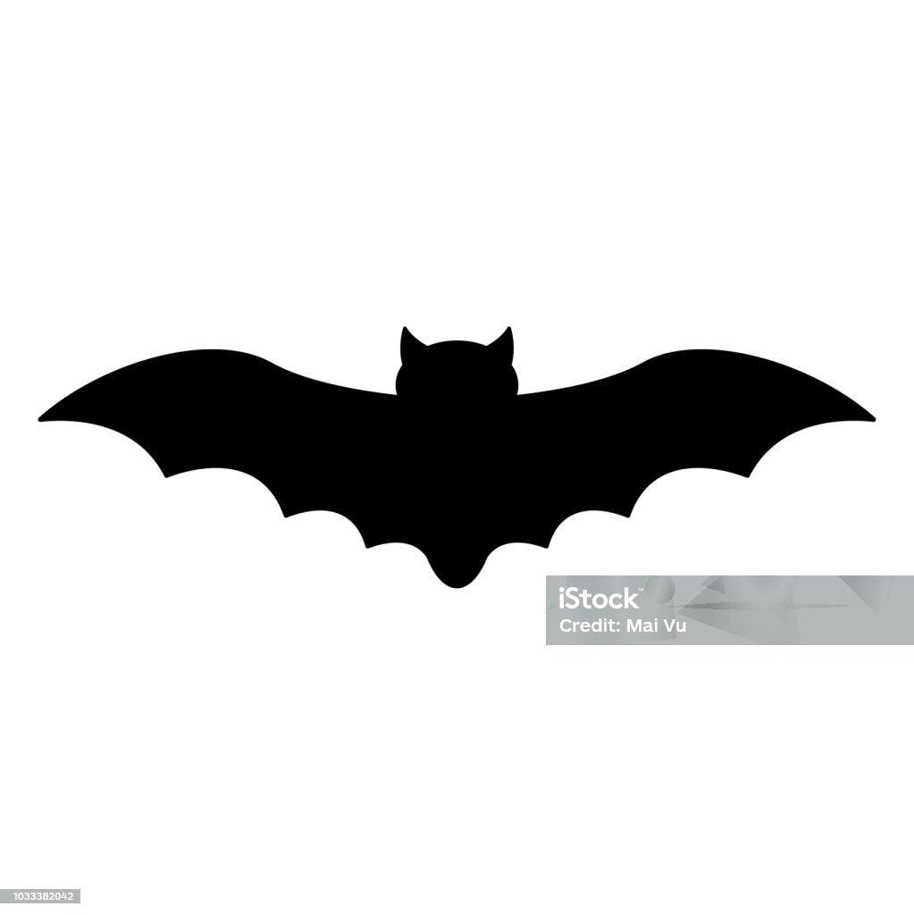 Bat Silhouette Black flying bat silhouette isolated on white background Bat - Animal stock vector