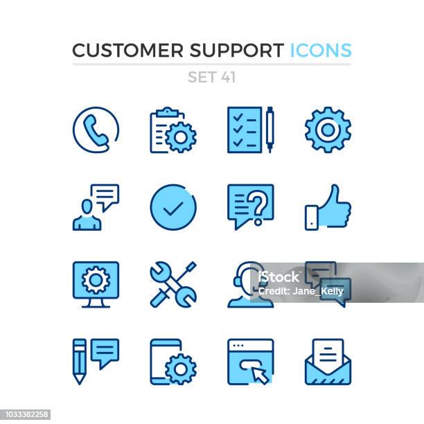 Customer Support Icons Vector Line Icons Set Premium Quality Simple Thin Line Design Stroke Linear Style Modern Outline Symbols Pictograms Stock Illustration - Download Image Now