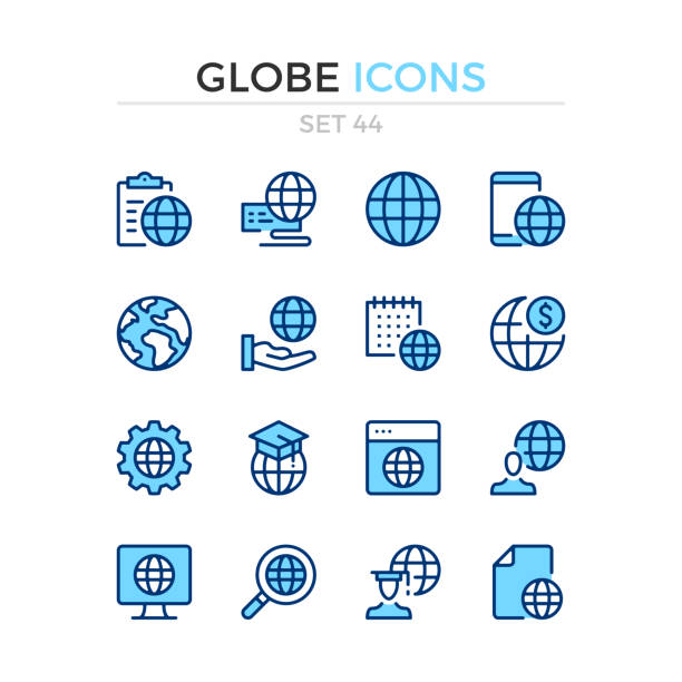 Globe icons. Vector line icons set. Premium quality. Simple thin line design. Stroke, linear style. Modern outline symbols, pictograms. Globe icons. Vector line icons set. Premium quality. Simple thin line design. Stroke, linear style. Modern outline symbols, pictograms. flat country stock illustrations