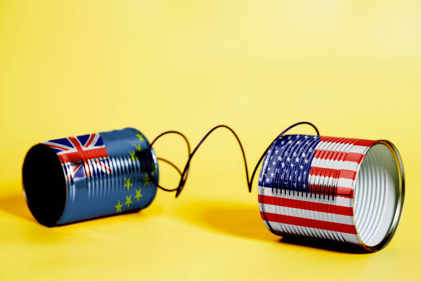 istock tin can phone with USA and Tuvalu Flag. communication concept 1033408190