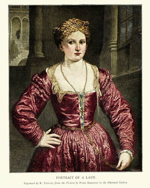 illustrations, cliparts, dessins animés et icônes de portrait d’une dame, paris bordone, xvie siècle - 16th century style