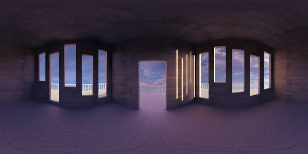 istock HDRI environment map, abstract spherical panorama background, empty room, with beautiful view (3d equirectangular rendering) 1033446276