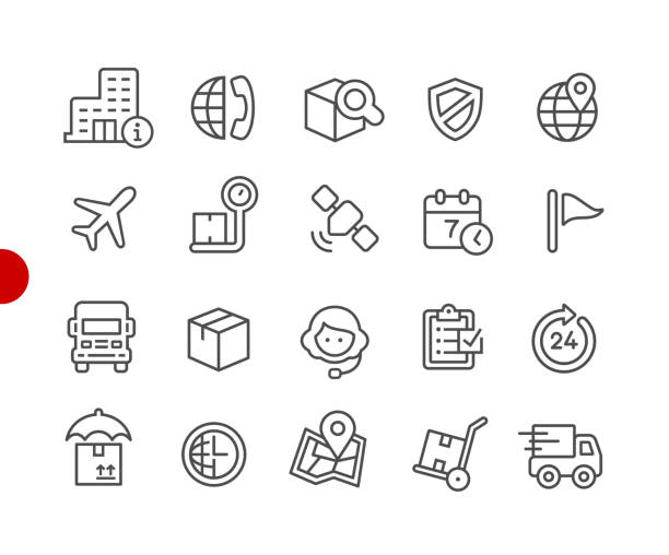 Shipping & Tracking Icons // Red Point Series Vector line icons for  your digital or print projects. warehouse symbols stock illustrations