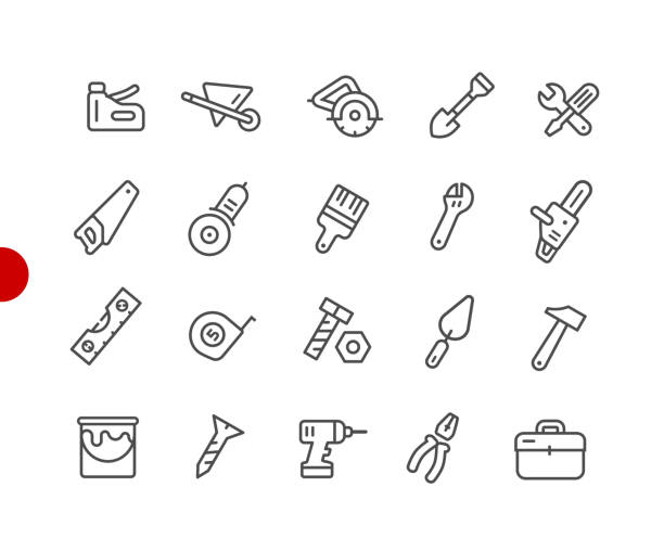 ikony narzędzi // seria czerwonych punktów - screw wrench stock illustrations