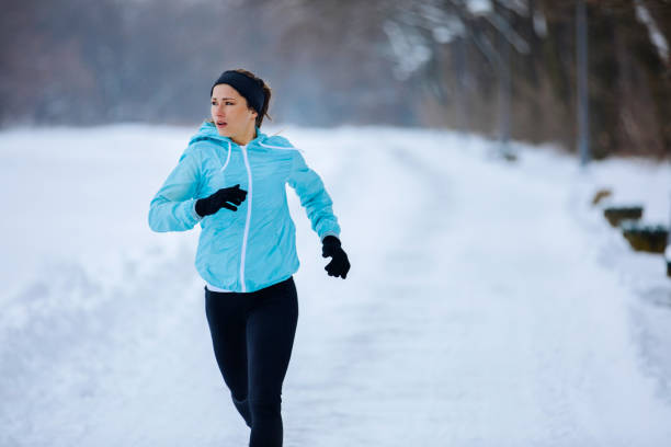 istock Quiet winter day and a girl running 1033499758