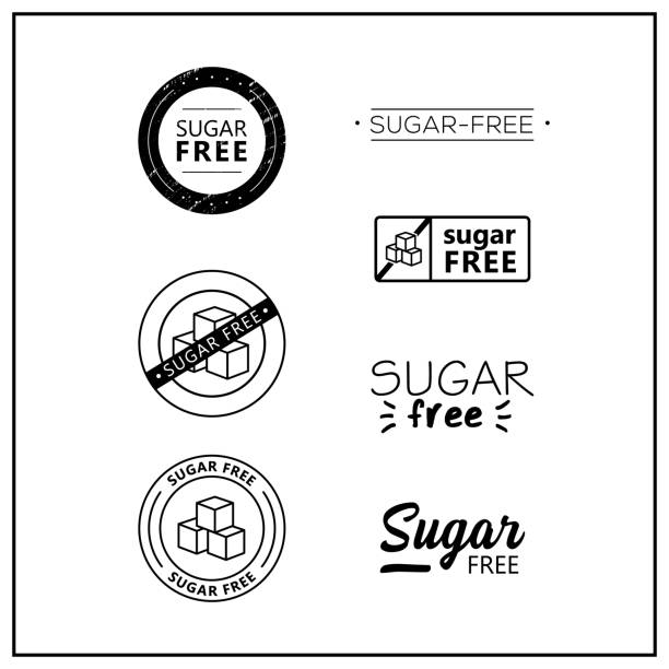 bildbanksillustrationer, clip art samt tecknat material och ikoner med sockerfria logotyper - no sugar