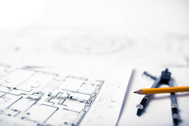 새로운 주택 프로젝트 - drawing compass blueprint engineering architecture 뉴스 사진 이미지