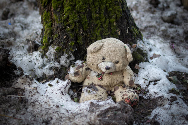istock The abandoned toy bear in the melting snowdrift 1033571604