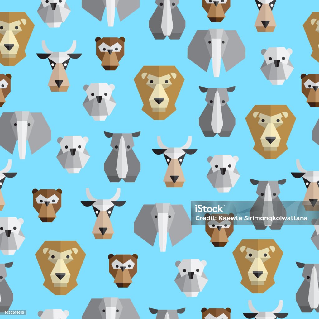 Seamless face animals pattern background. Pattern was made in eps 10. Seamless pattern background. Animal stock vector
