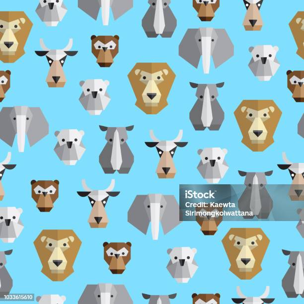 Seamless Face Animals Pattern Background Stock Illustration - Download Image Now - Animal, Animal Body Part, Animal Head