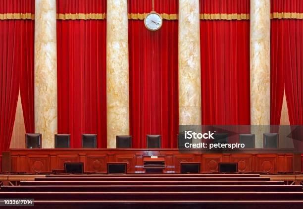 Court Room Interior At The United States Supreme Court Stock Photo - Download Image Now