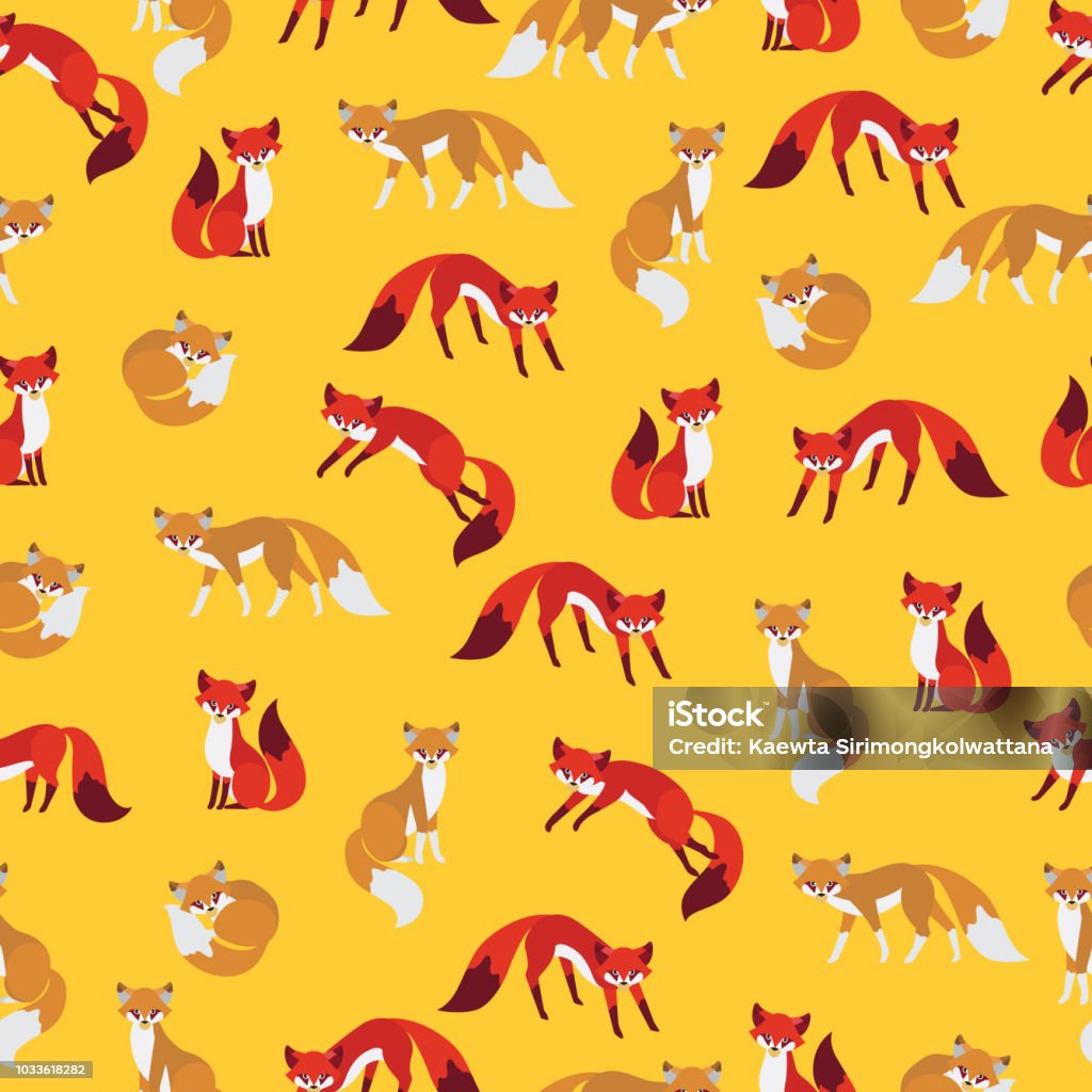 Seamless red fox pattern background. Pattern was made in eps 10. Seamless pattern background. Fox stock vector