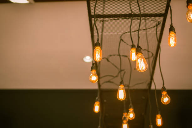 istock Selective focus vintage lighting on the ceiling for decoration. 1033657302