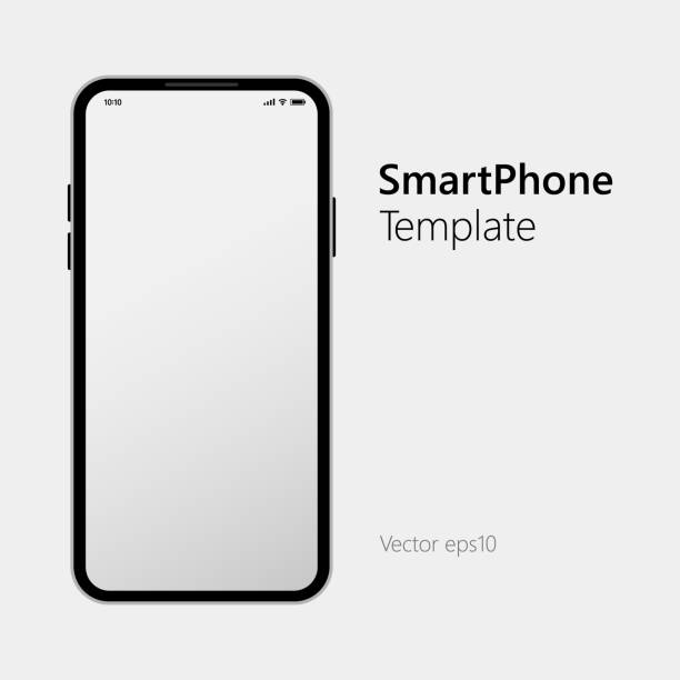 空白の画面に黒のスリムなスマート フォン。ベクトル フラット技術イラスト。 - simply点のイラスト素材／クリップアート素材／マンガ素材／アイコン素材