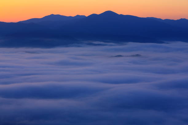 The sea of ​​clouds of Tono Basin, Tono City, Iwate Prefecture
