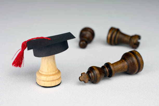 istock white chess piece in a graduation cap on white background 1033707392