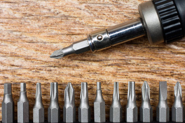 Set of heads for screwdriver (bits) stock photo