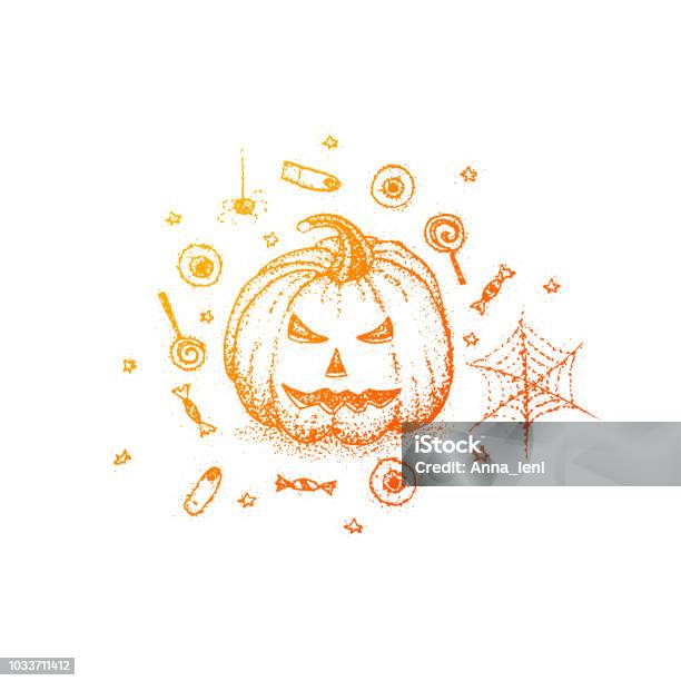 Jack O Lantern Colorful Sketch Stock Illustration - Download Image Now - Autumn, Backgrounds, Candy