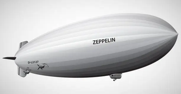 Vector illustration of Vintage Airship Zeppelin Dirigible balloon Vector illustration