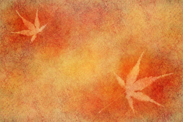 istock Japanese autumn maple leaf abstract on red watercolor paint background 1033729340