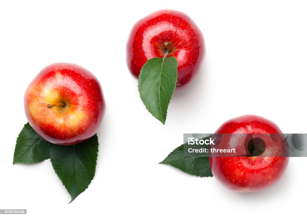 Manzanas rojas aisladas sobre fondo blanco - Foto de stock de Manzana libre de derechos