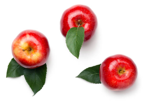maçãs vermelhas, isoladas no fundo branco - apple red isolated cut out - fotografias e filmes do acervo
