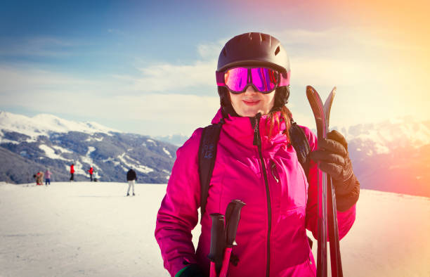 istock Woman skiing in the Alp mountains 1033735780