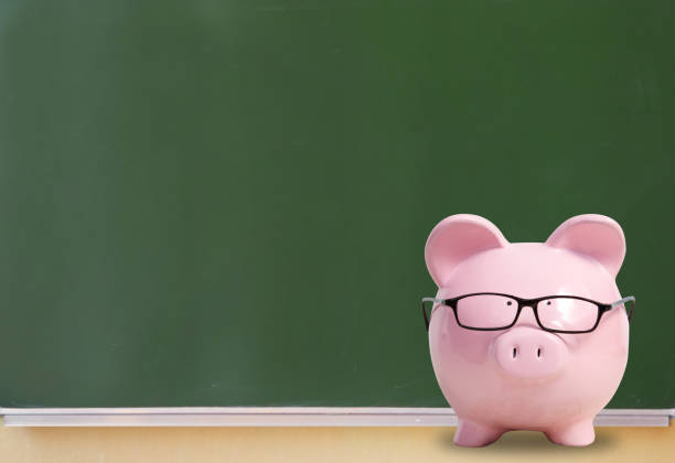 Pink pig with glasses stock photo