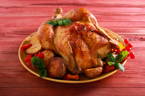istock Baked chicken with vegetables on plate 1033743466