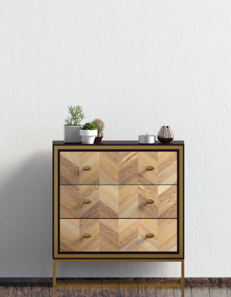 istock Modern interior with dresser.Wall mock up. 3d illustration. 1033762260