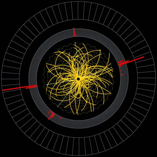 Vector illustration of Higgs boson in large hadron collider. Vector illustration