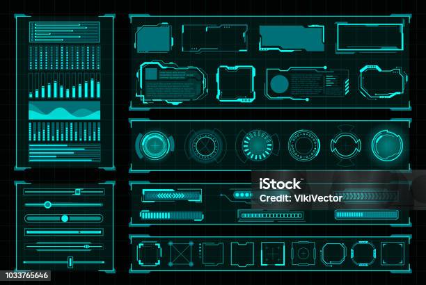 Futuristic User Interface Digital Design On Black Stock Illustration - Download Image Now - Futuristic, Graphical User Interface, Computer Monitor