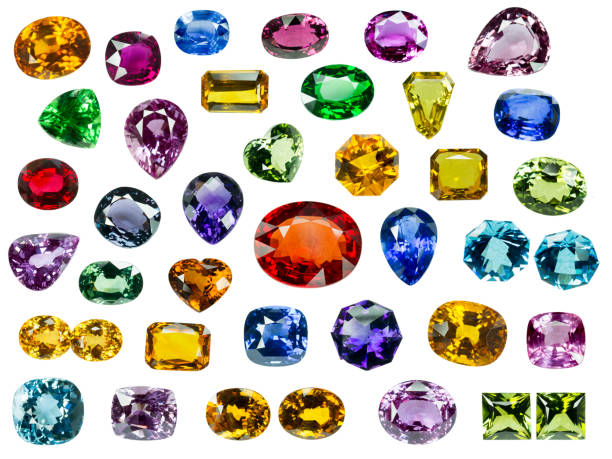 istock Collrection of Bright gems isolated on a white background 1033765938