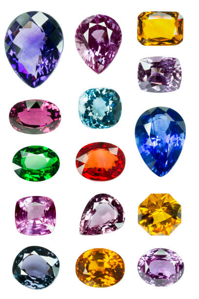 istock Collrection of Bright gems isolated on a white background 1033766000