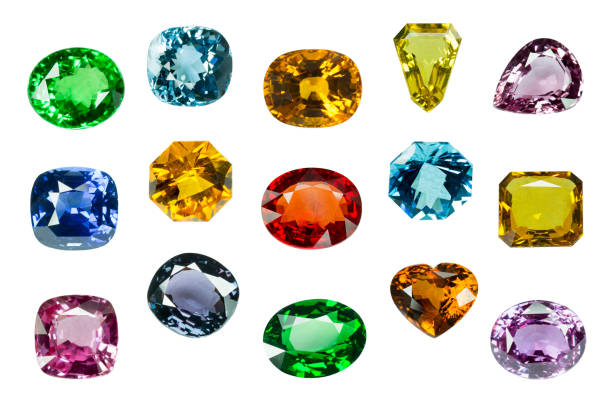 istock Collrection of Bright gems isolated on a white background 1033766008