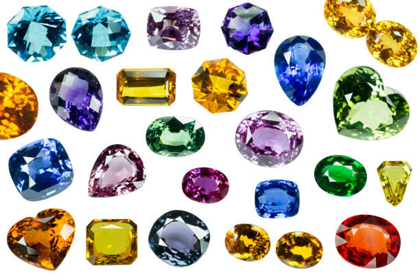 istock Collrection of Bright gems isolated on a white background 1033766018