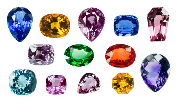 istock Collrection of Bright gems isolated on a white background 1033766078