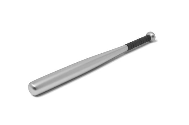 istock 3d rendering of a single metal baseball bat with a wrapped handle isolated on a white background. 1033766102