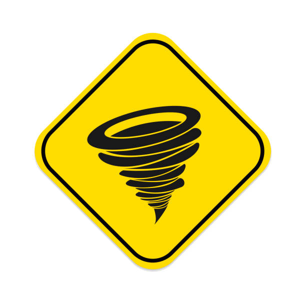 Whirlwind sign. Tornado. Hurricane. Hurricane - storm. Yellow background. Vector illustration vector art illustration