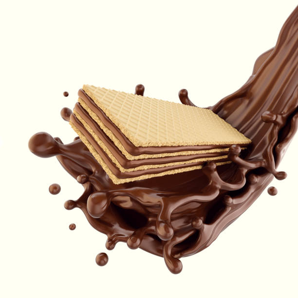 crujiente galleta chocolate oblea sabor. - wafer fotografías e imágenes de stock