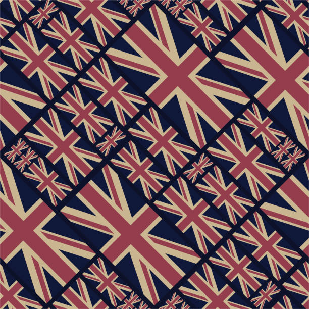 ilustraciones, imágenes clip art, dibujos animados e iconos de stock de patrón de la bandera de uk / seamless vector fondo de bandera de gran bretaña - british culture elegance london england english culture