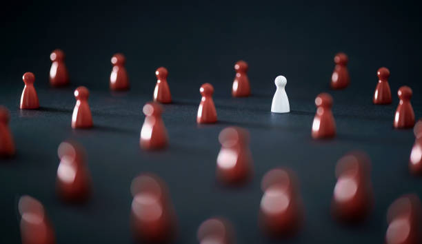istock Unique individual standing out in crowd. Leadership, uniqueness and winning competitors. Originality, independence, difference or loneliness concept. 1033774328