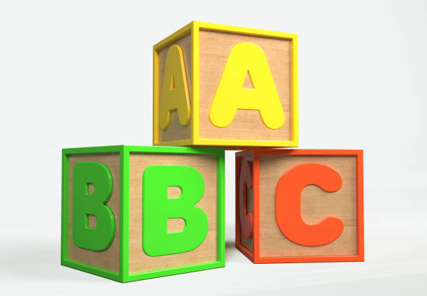 istock Colorful Toy Blocks with A B C Lettering Isolated On White 1033777314