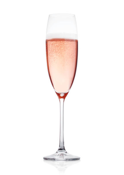 istock Rose pink champagne glass with bubbles isolated 1033783000