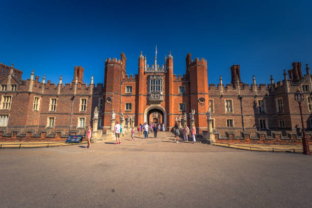 London - August 05, 2018: Walls of the Hampton Court Palace in London, England London - August 05, 2018: Walls of the Hampton Court Palace in London, England hampton court stock pictures, royalty-free photos & images