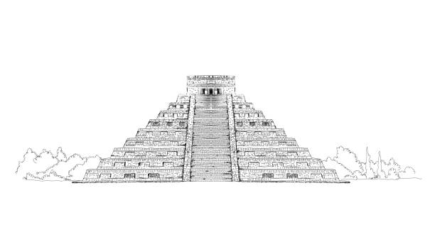 Mexico Pyramid Of Chicken Itza Sketch Collection Famous Building On The  World Stock Illustration - Download Image Now - iStock