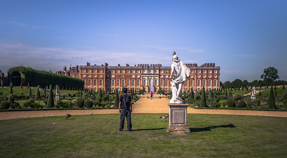 London - August 05, 2018: Gardens of the Hampton Court Palace in London, England