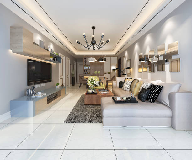 istock 3d rendering modern dining room and living room with luxury decor 1033789412
